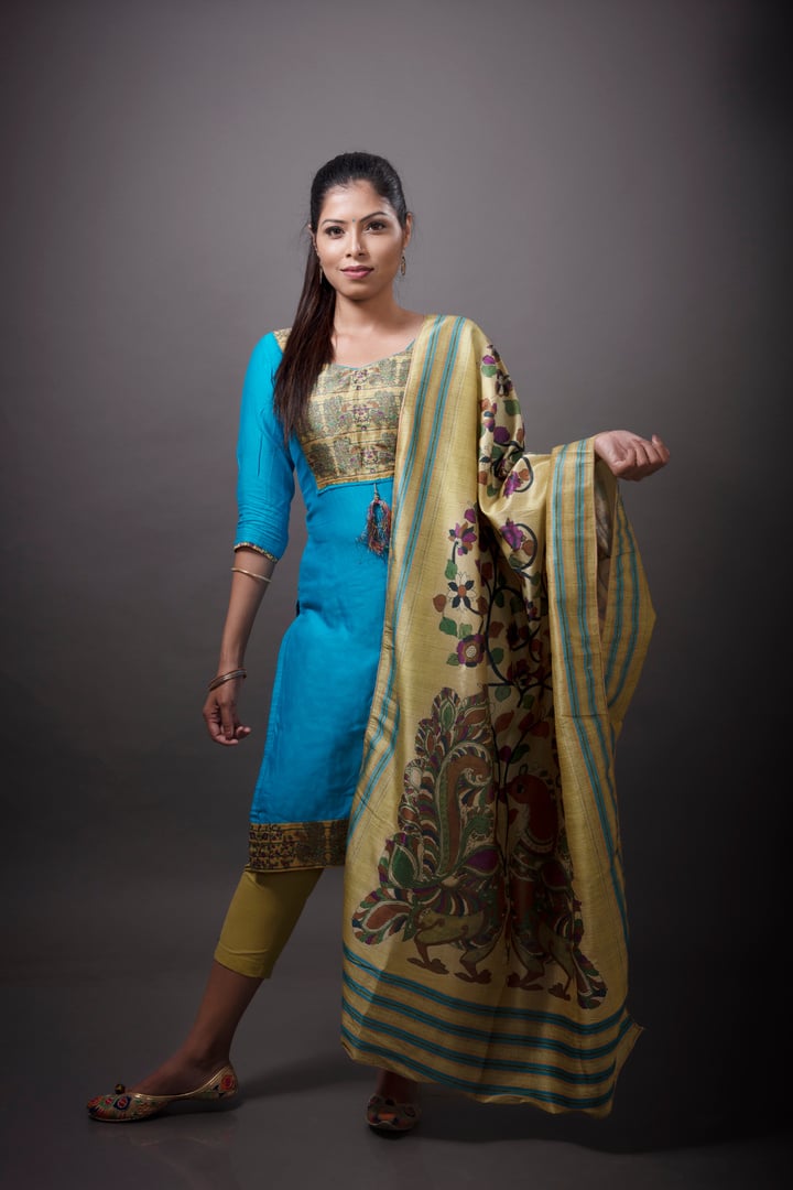 Young Indian lady in blue punjabi suit