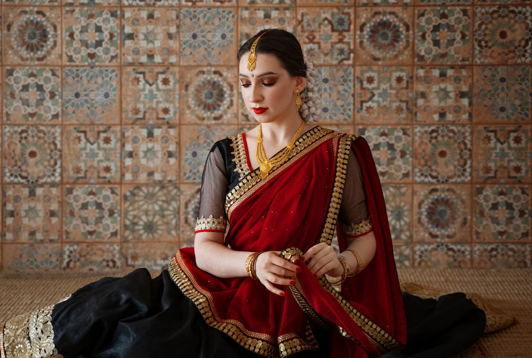 beautiful young woman wearing saree