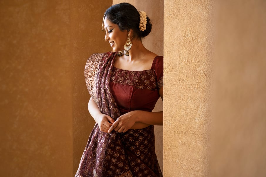 young indian woman wearing saree